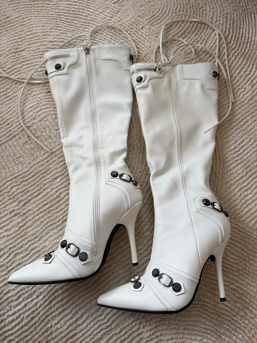 White High Heel Knee Boots - Women's Fashion Boots